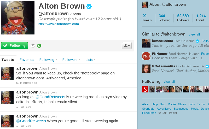 Alton Brown Leaves Twitter