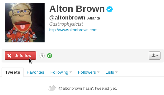 Alton Brown Unfollow