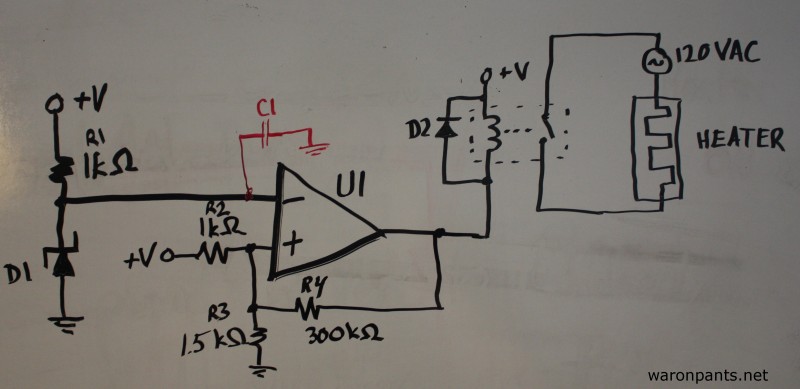 Aquarium Heater Controller - Hysteresis Schematic