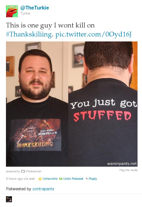 ThanksKilling Shirt Tweeted By Turkie