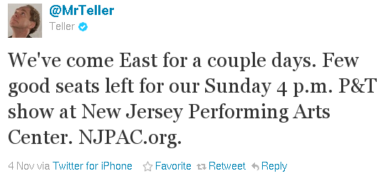 Penn and Teller Twitter Announcement