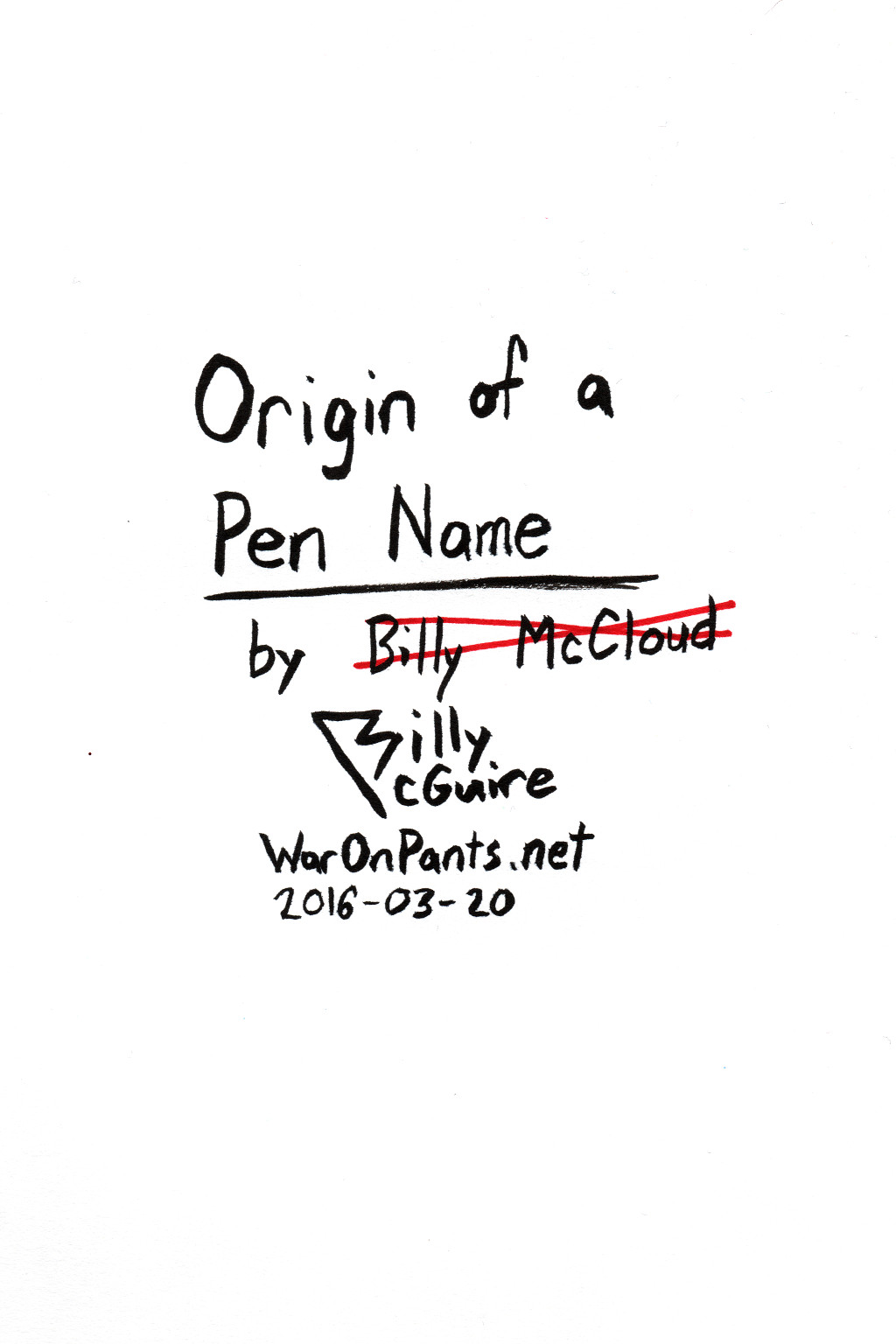 Origin of a Pen Name - Page 0